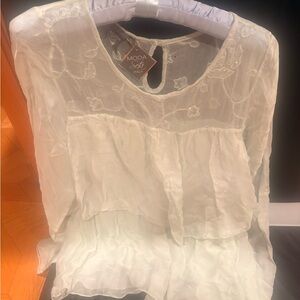 Moda light Blue Embroidered Blouse